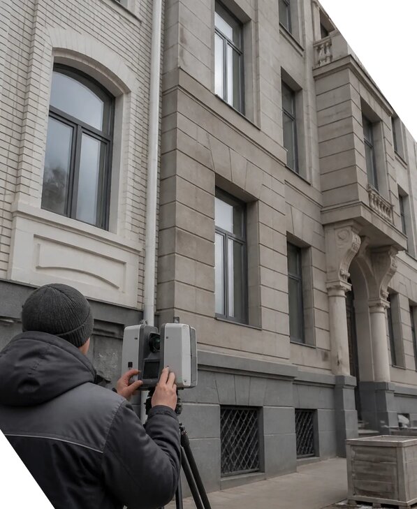 Лазерное сканирование фасадов зданий для обследования в Лесне